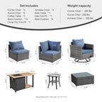 Ensemble de salon sectionnel OVIOS en osier à siège profond, 11 pièces, chaises pivotantes, foyer