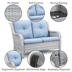 Ensemble de canapés d'extérieur en osier Gymojoy avec causeuse et canapé en rotin