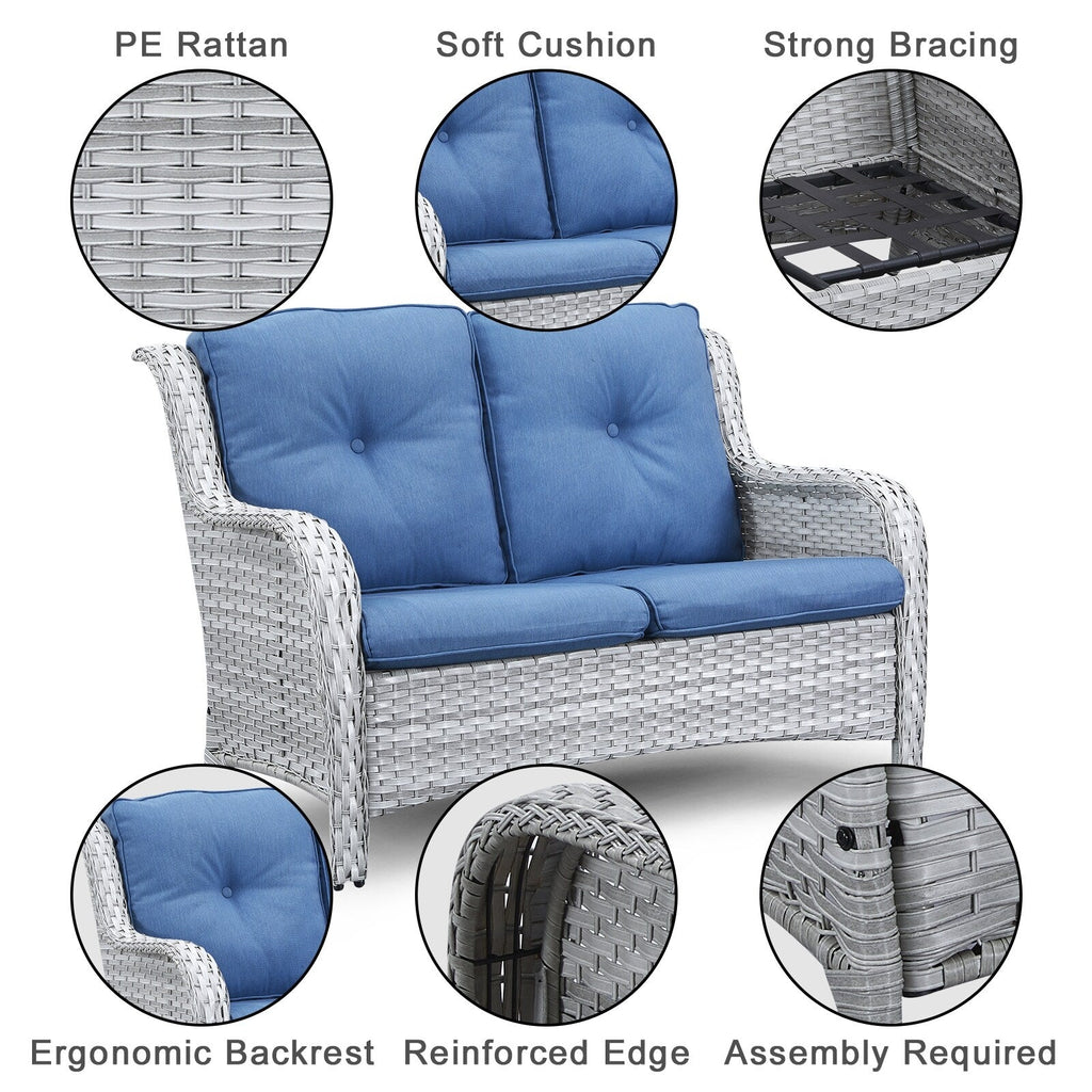 Ensemble de canapés d'extérieur en osier Gymojoy avec causeuse et canapé en rotin
