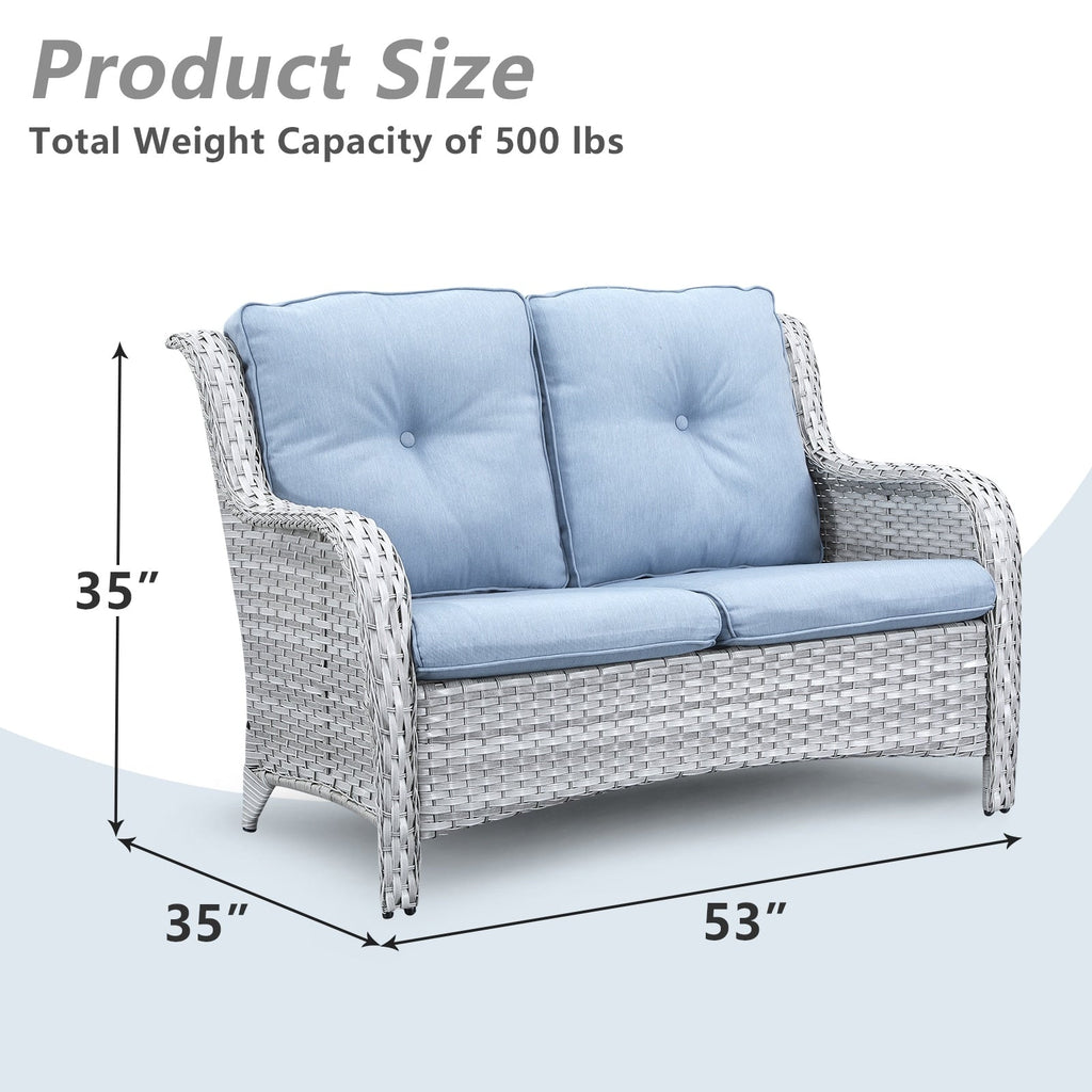 Ensemble de canapés d'extérieur en osier Gymojoy avec causeuse et canapé en rotin