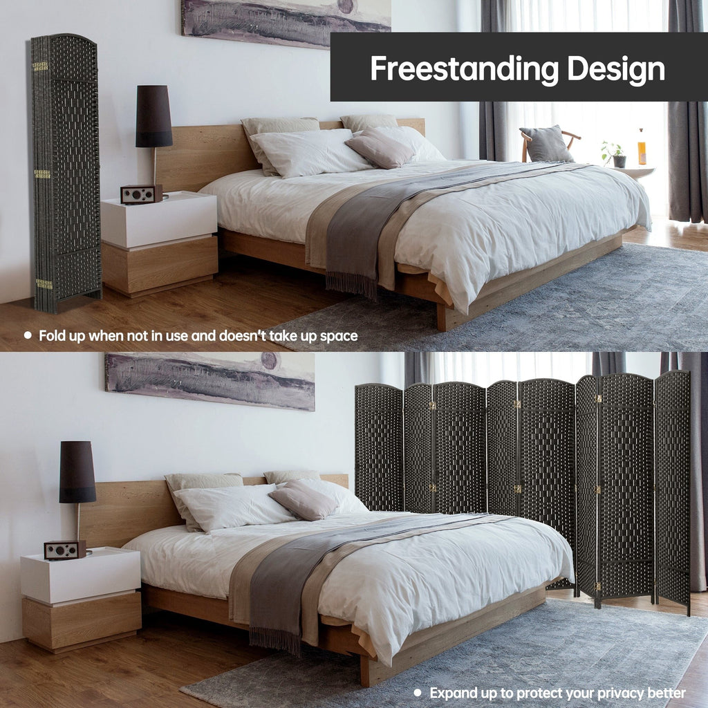 Paravent de séparation de pièce de 6 pieds de haut en fibre tissée, écran de confidentialité autoportant, écran pliant