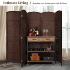 Paravent de séparation de pièce de 6 pieds de haut en fibre tissée, écran de confidentialité autoportant, écran pliant