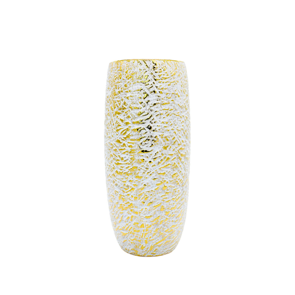 Grand vase doré blanc et or