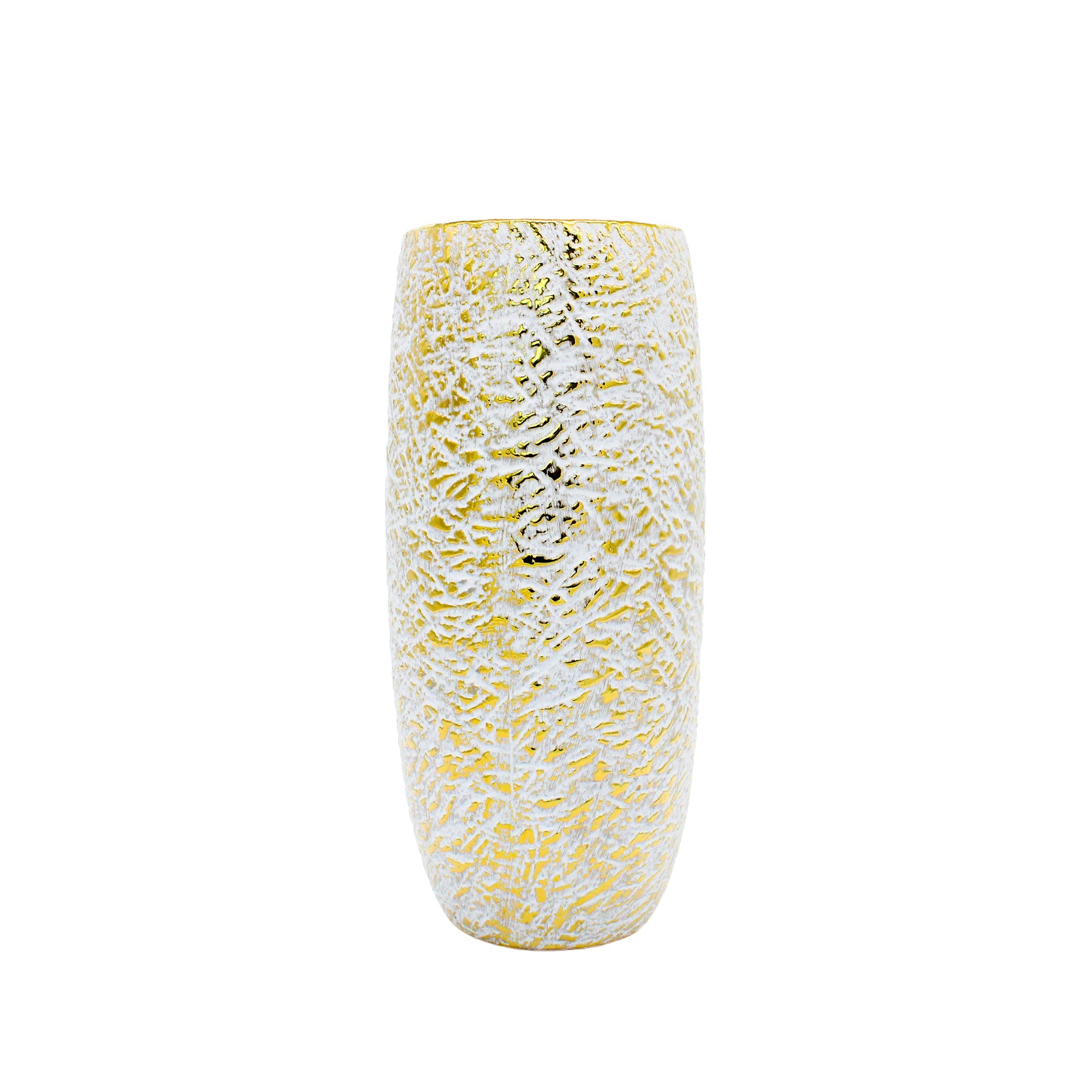 Grand vase doré blanc et or