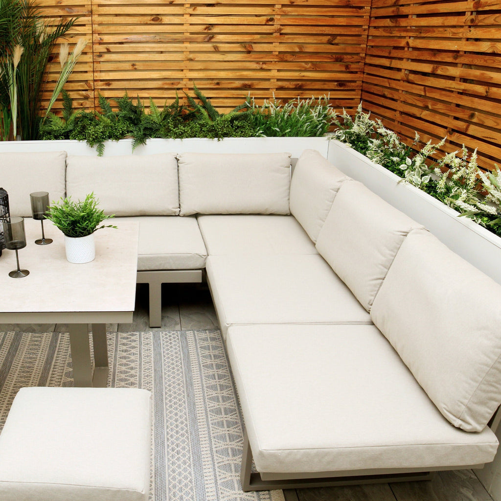 Ensemble de jardin modulaire avec canapé et cadre en aluminium gris clair neutre