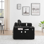 Canapé-lit convertible 2 places en velours de 55 pouces avec lit gigogne, inclinaison réglable, poches latérales et support pour téléphone