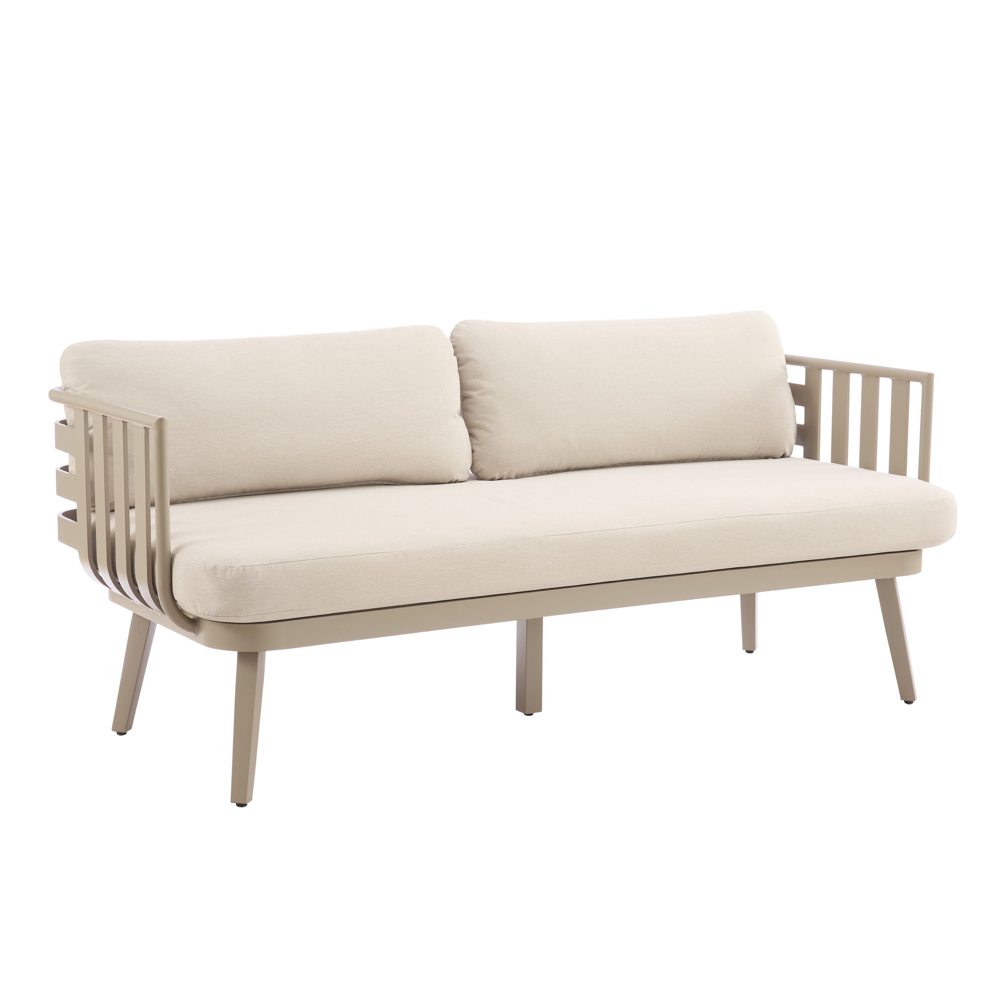 Salon de jardin 5 places en aluminium beige Venice avec coussins beiges