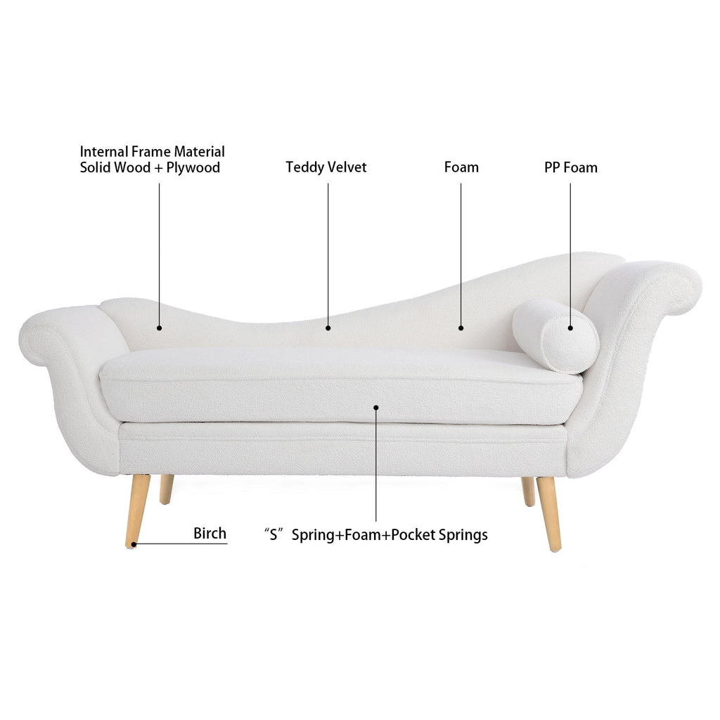 Chaise longue vintage avec accoudoirs en volutes par Christopher Knight Home