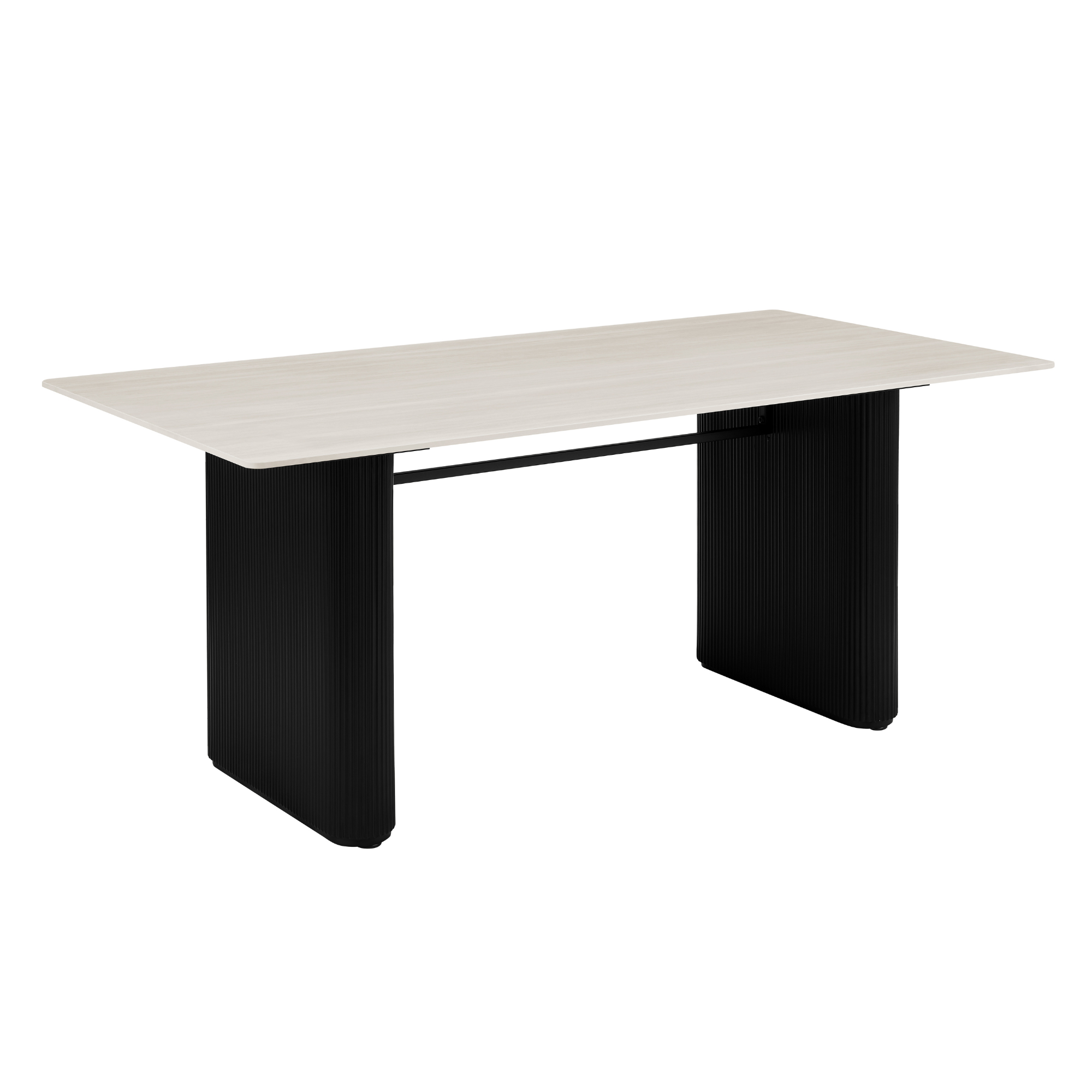 Table à manger Siena en céramique blanche avec base nervurée noire