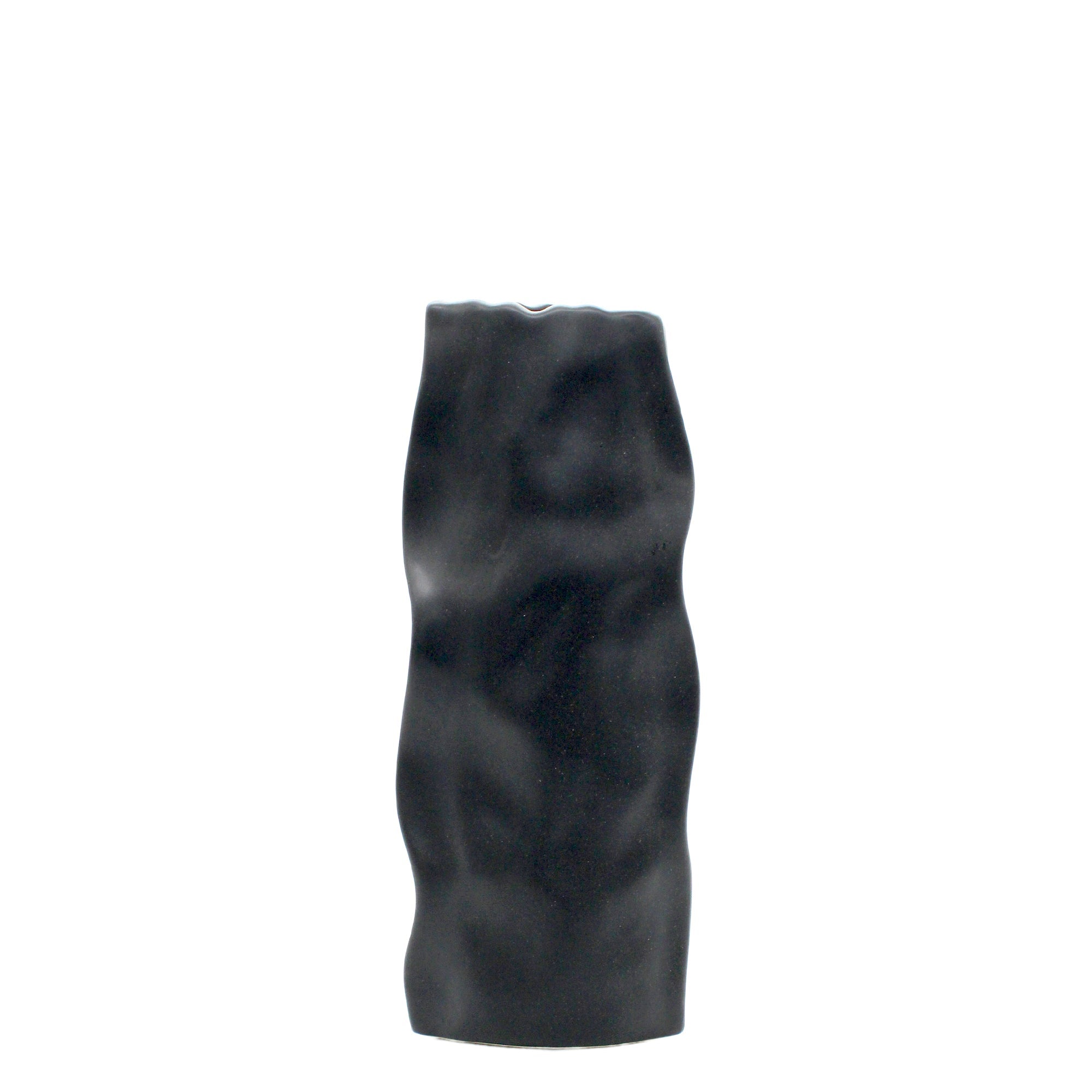 Vase en céramique noire à effet ondulé