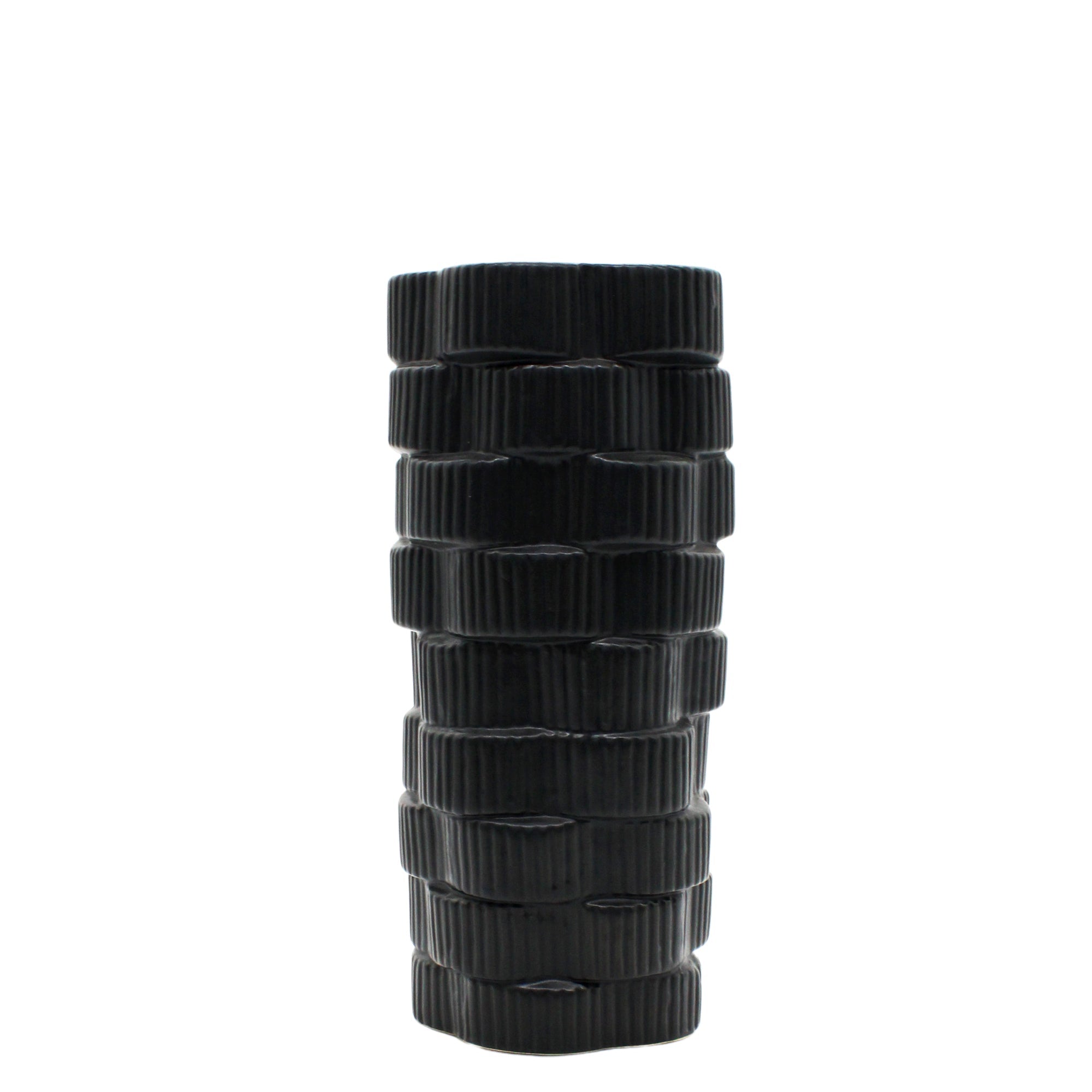 Vase multicouche incurvé en céramique noire