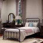 Cadre de lit plateforme en métal vintage simple Alazyhome, montage facile