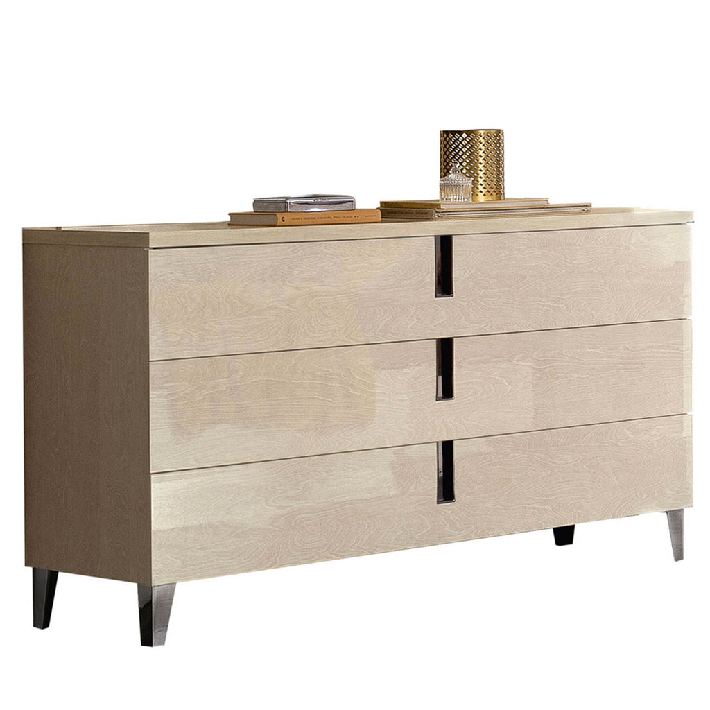 Commode 3 tiroirs effet bois sable crème Parma