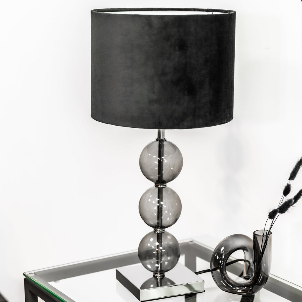 Lampe de table nuage noire avec abat-jour en simili-daim