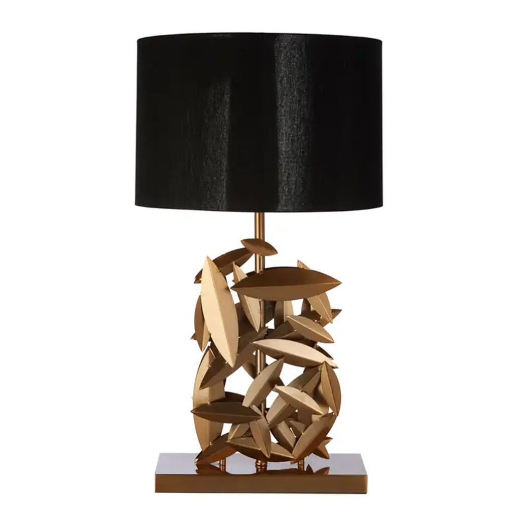 Lampe botanique opulente dorée et noire