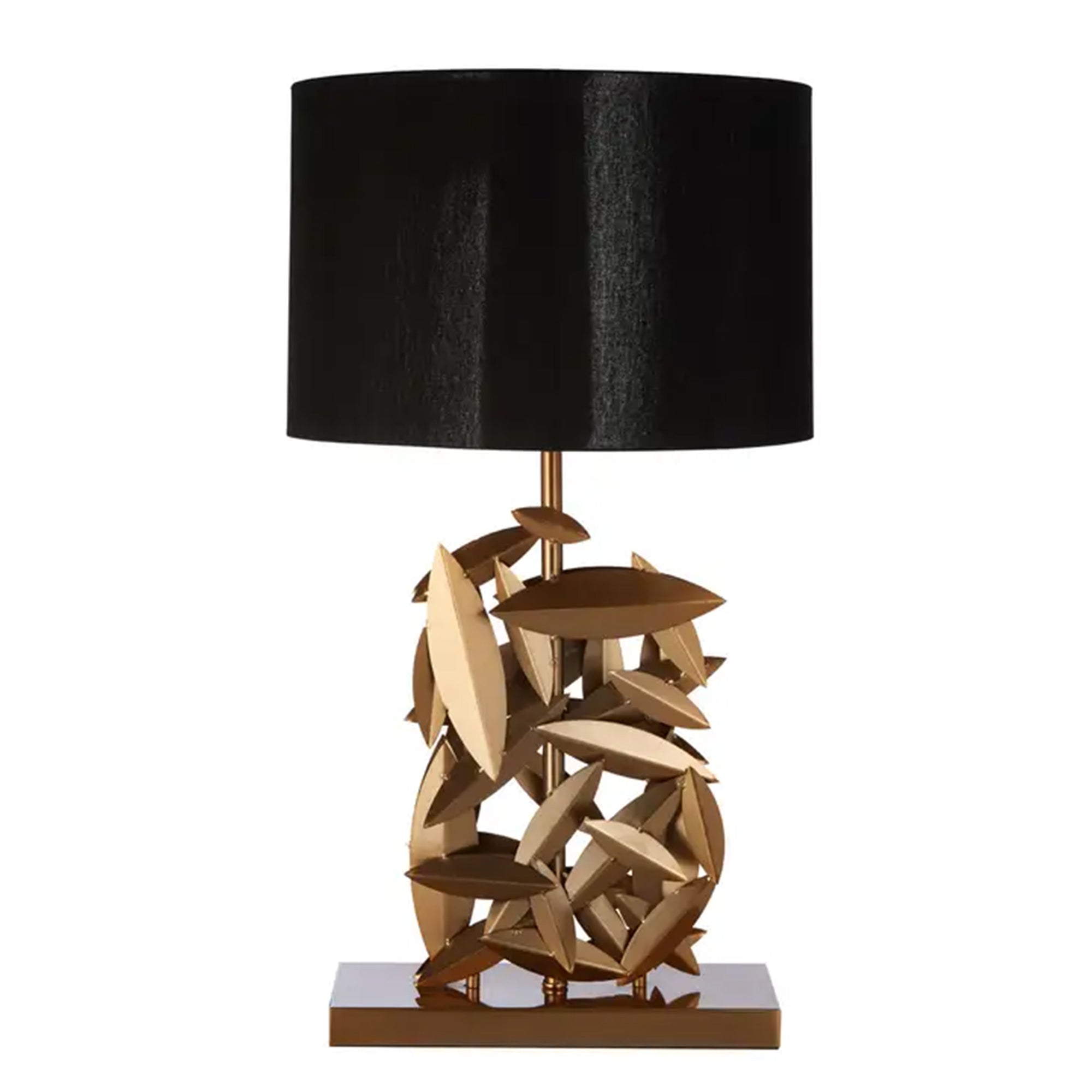 Lampe botanique opulente dorée et noire
