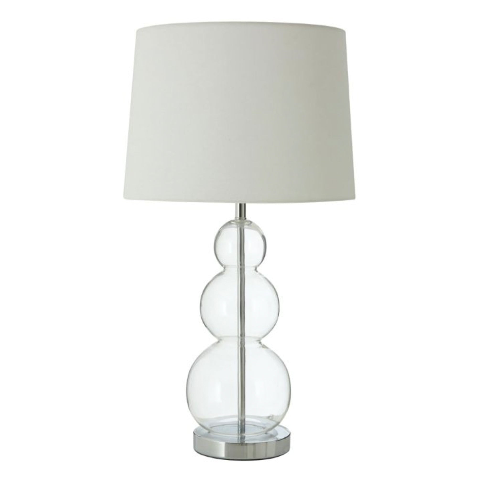 Lampe de table en verre transparent à bulles avec abat-jour crème