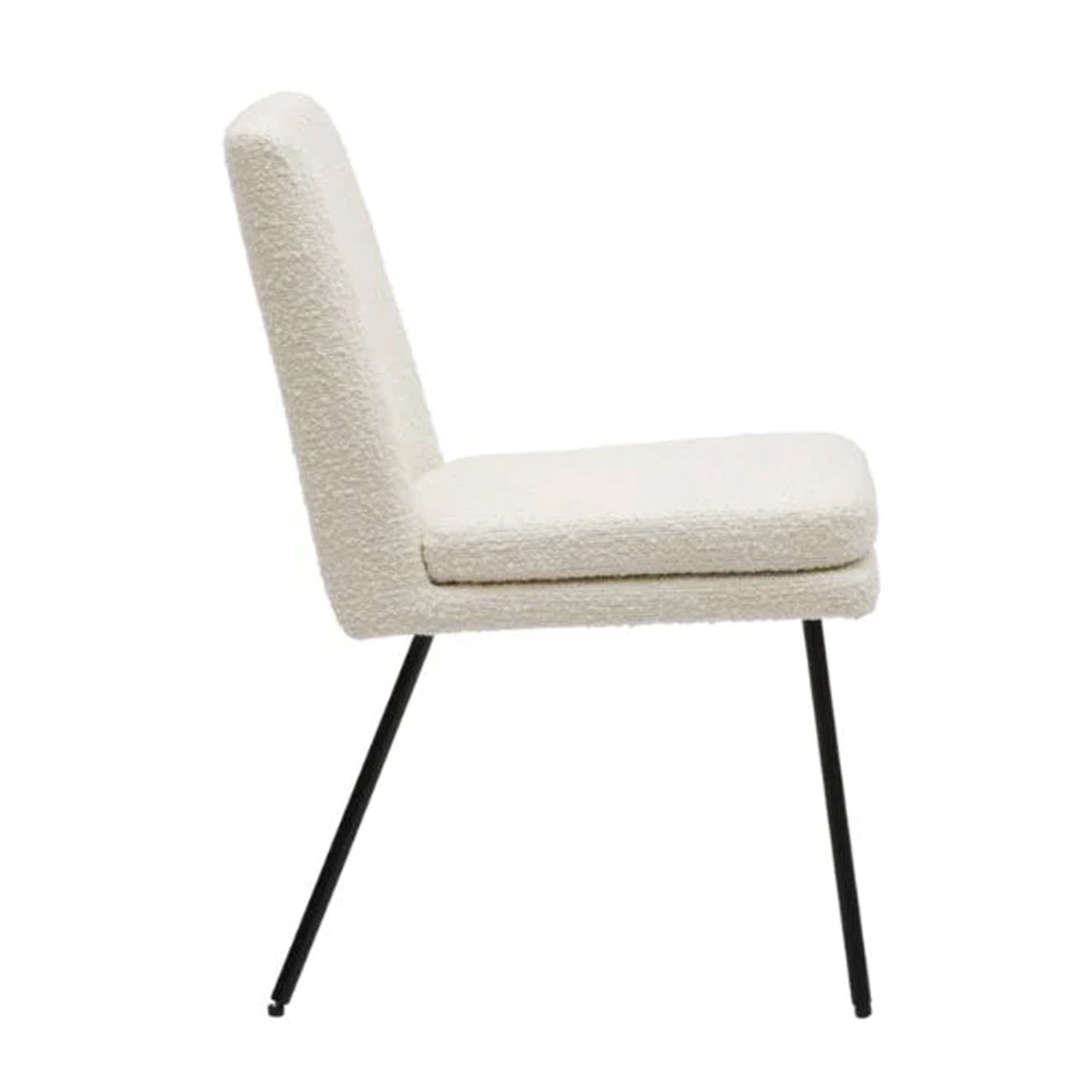 Chaise de salle à manger bouclée crème avec pieds noirs
