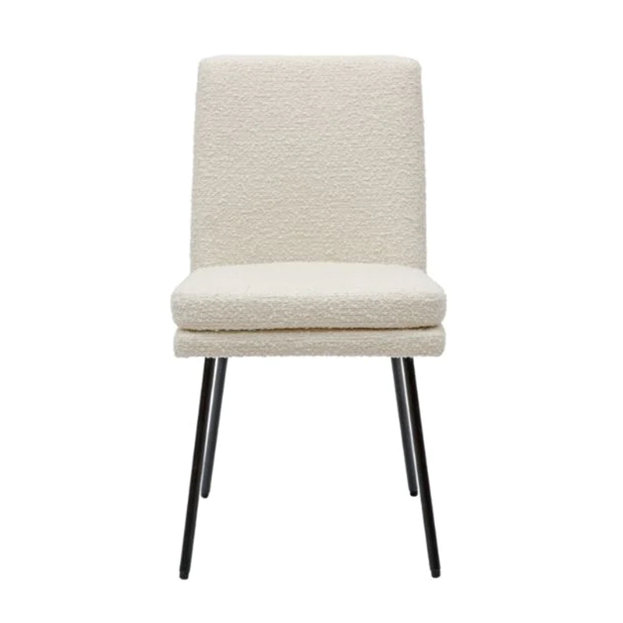 Chaise de salle à manger bouclée crème avec pieds noirs