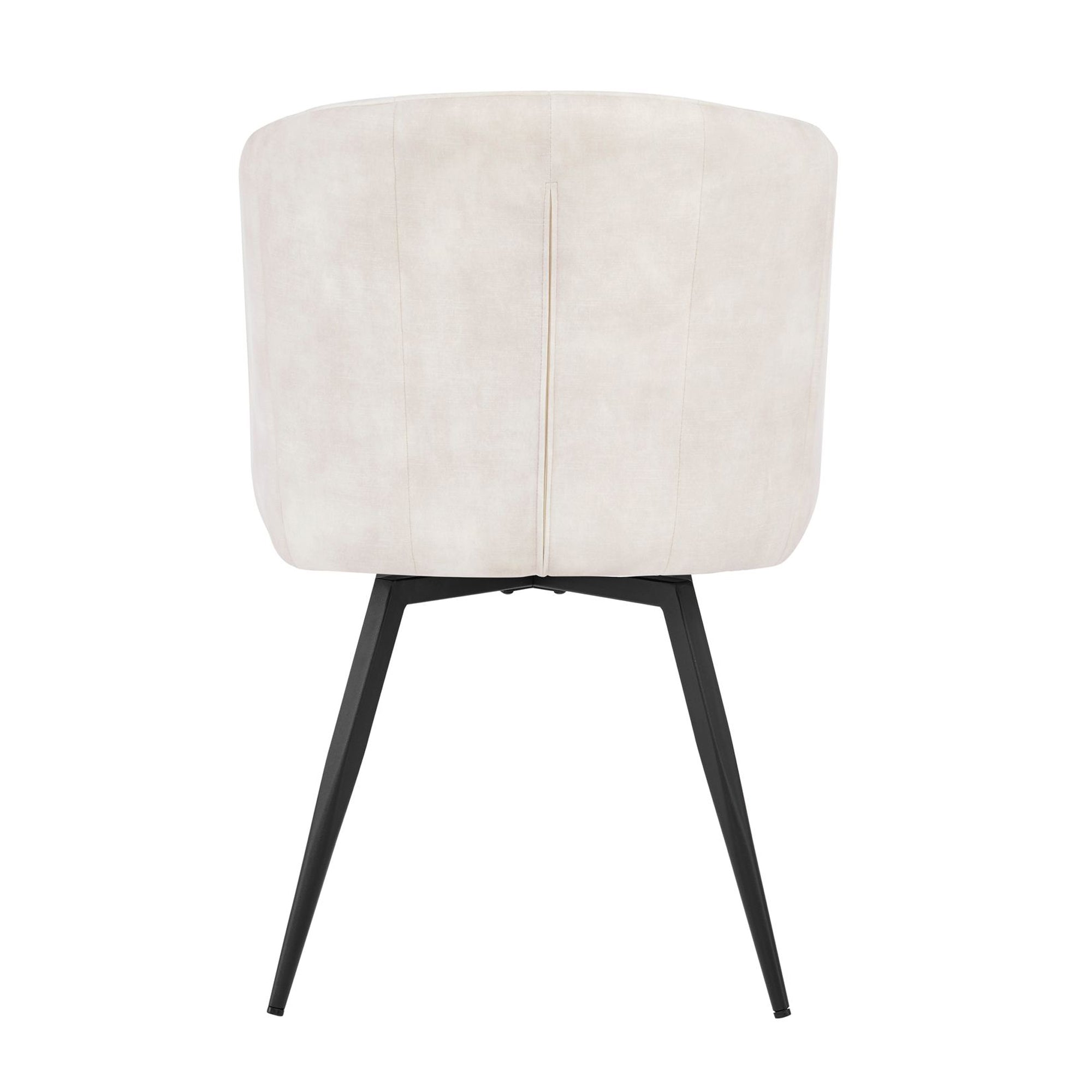 Chaise de salle à manger Arlo en velours crème avec pieds pivotants noirs