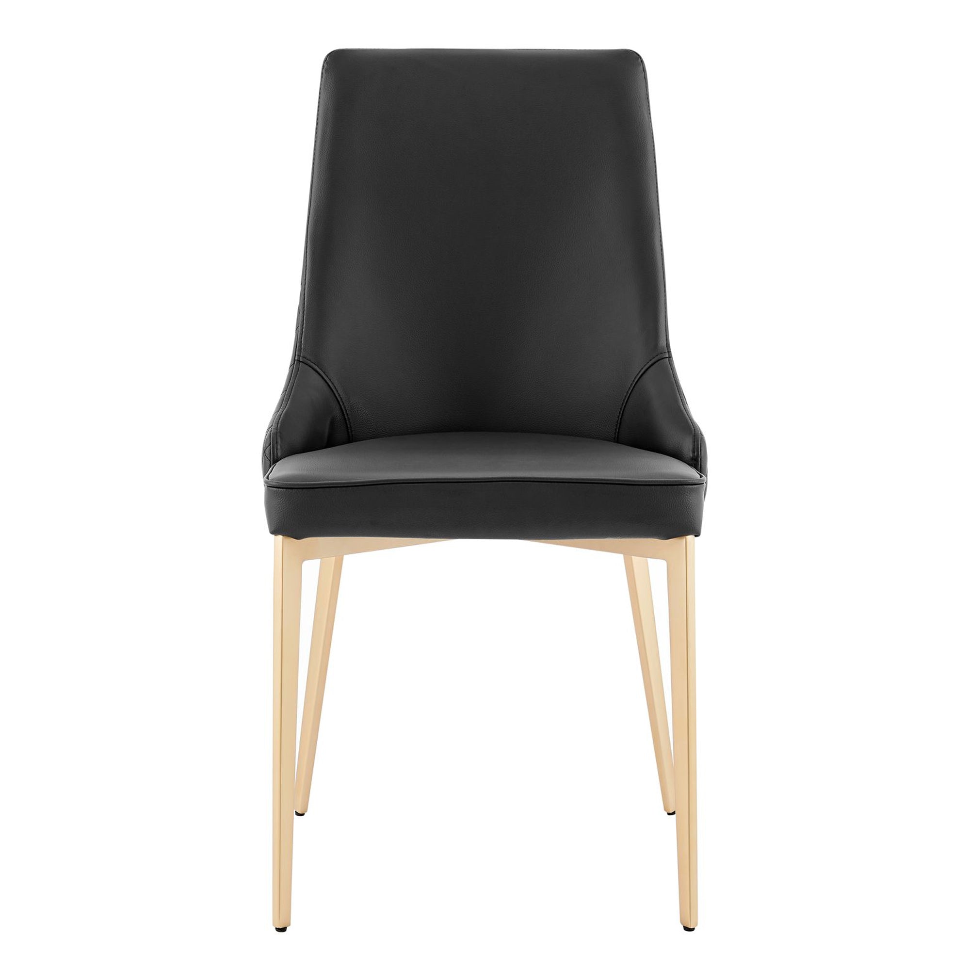 Chaise de salle à manger noire Jade en similicuir avec pieds dorés