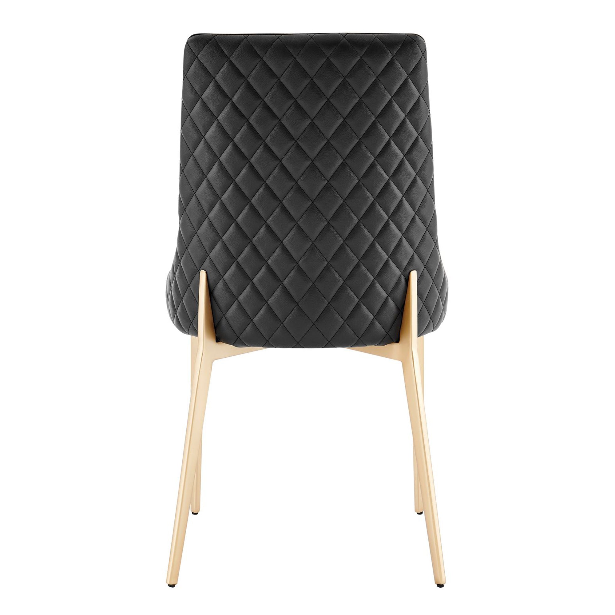 Chaise de salle à manger noire Jade en similicuir avec pieds dorés