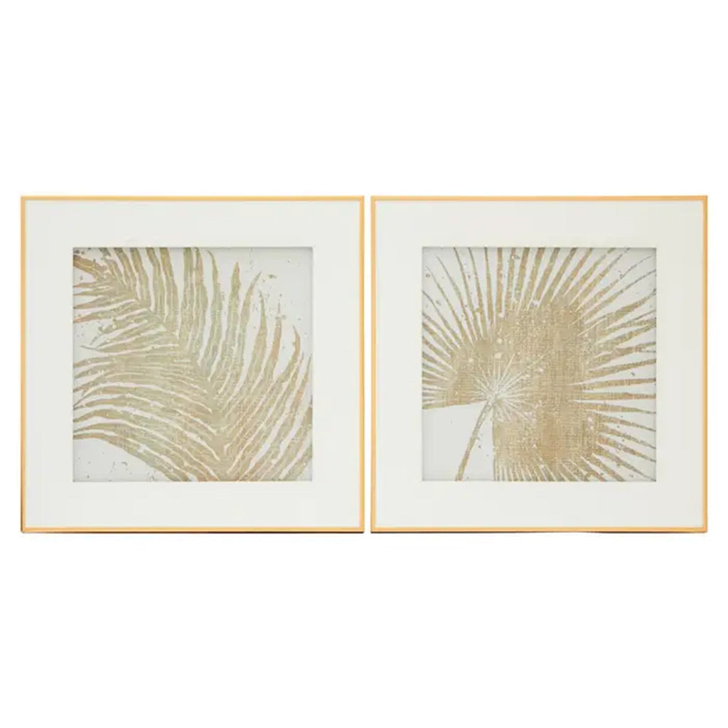 Lot de 2 impressions encadrées de feuilles modernes