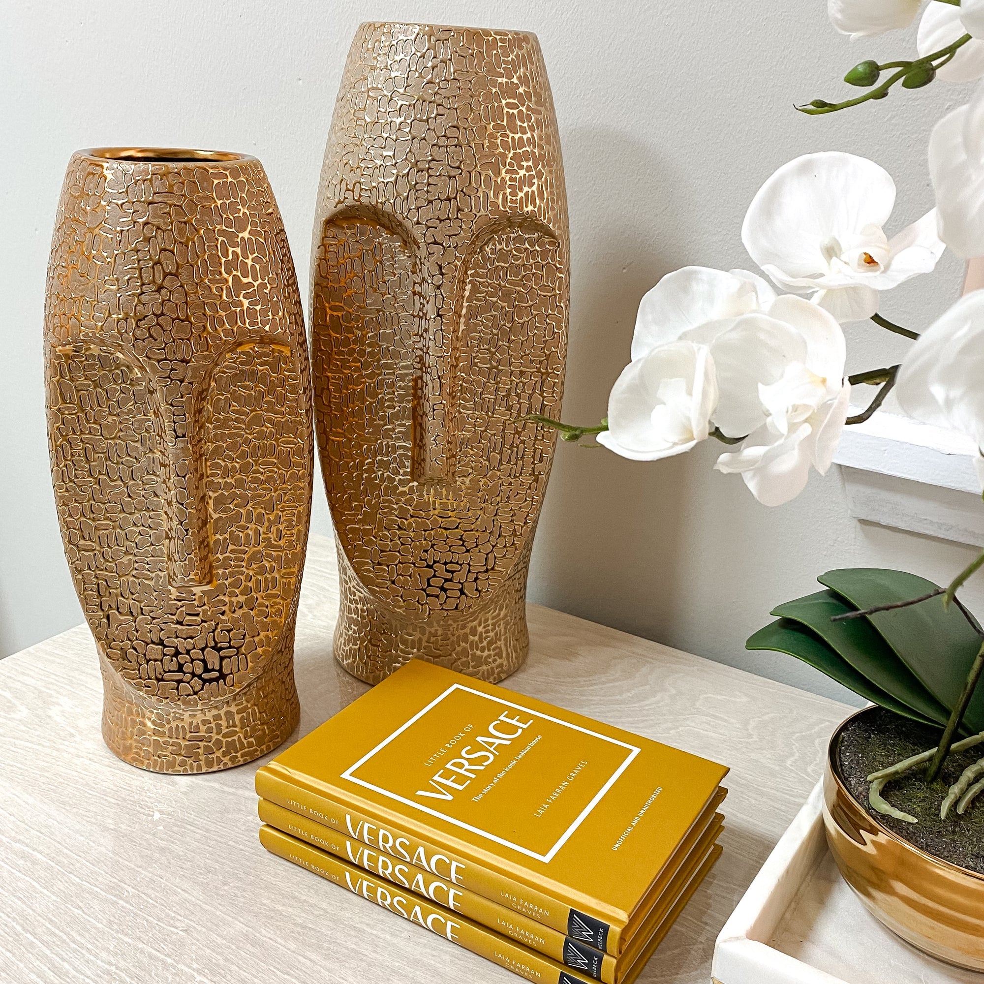 Vase texturé doré moyen