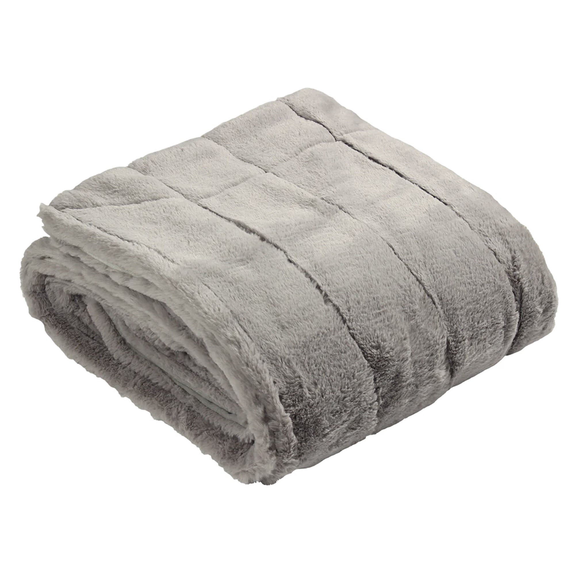 Couverture en fausse fourrure gris clair