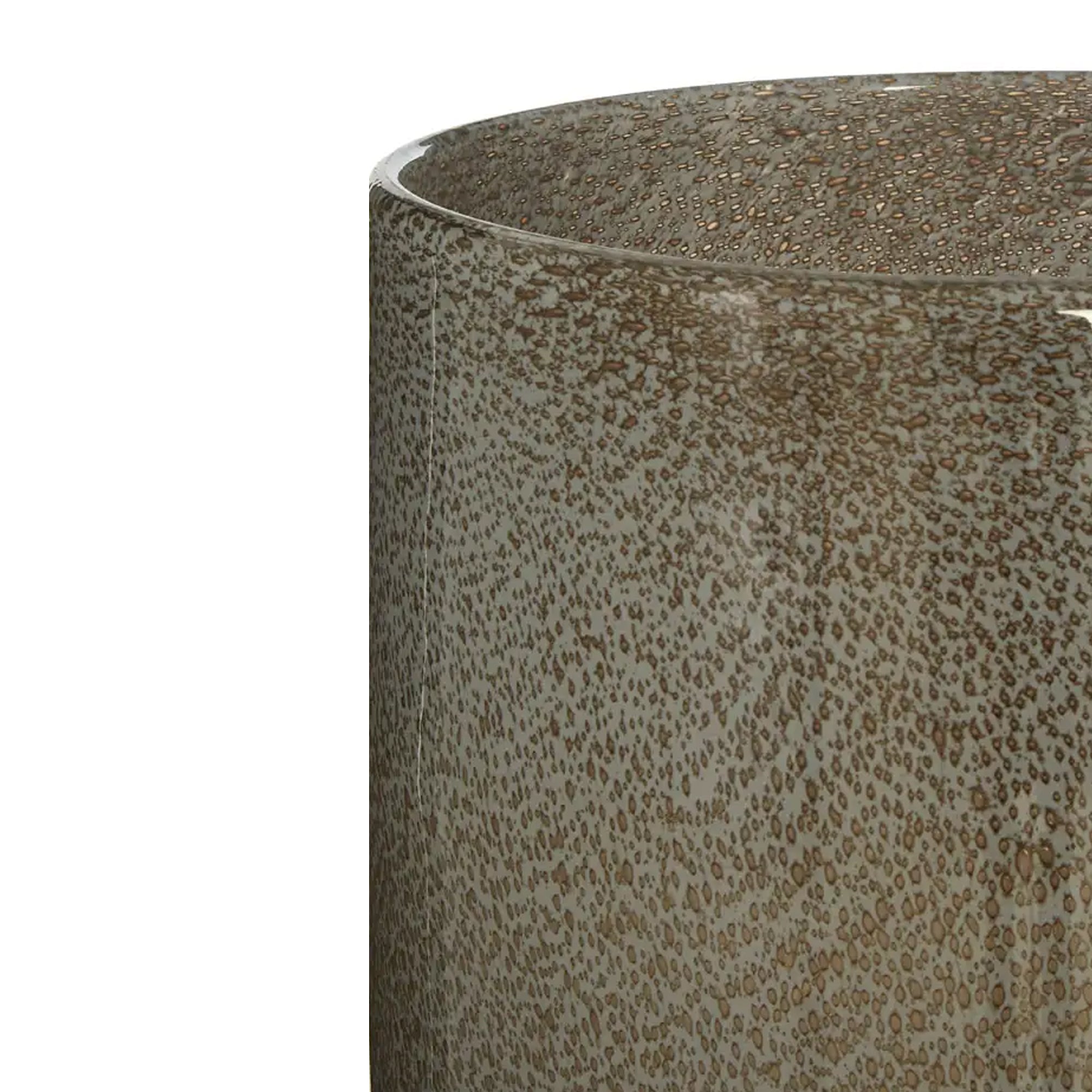 Vase en verre gris avec pied en laiton