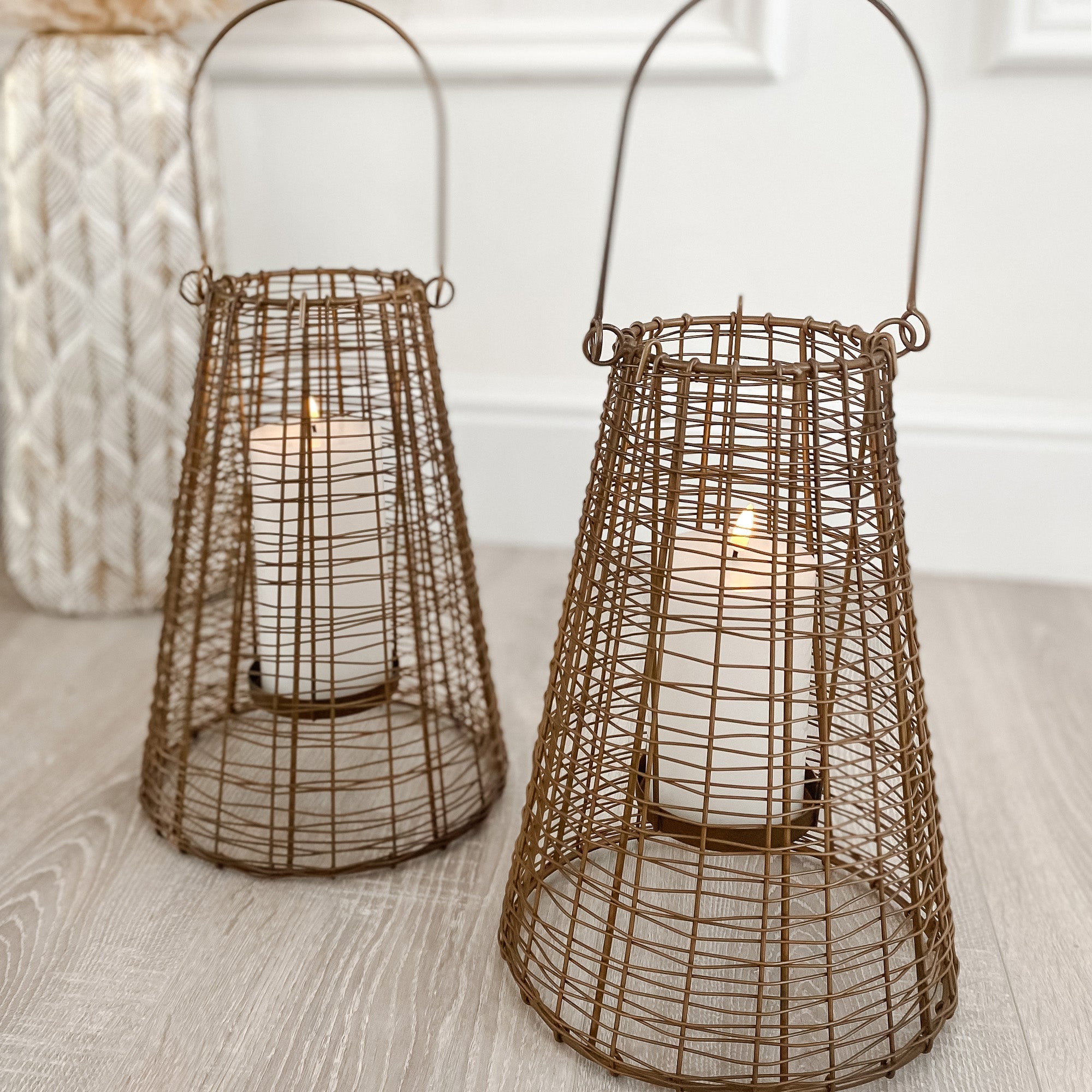 Lanterne à bougie Boho Wire Gold