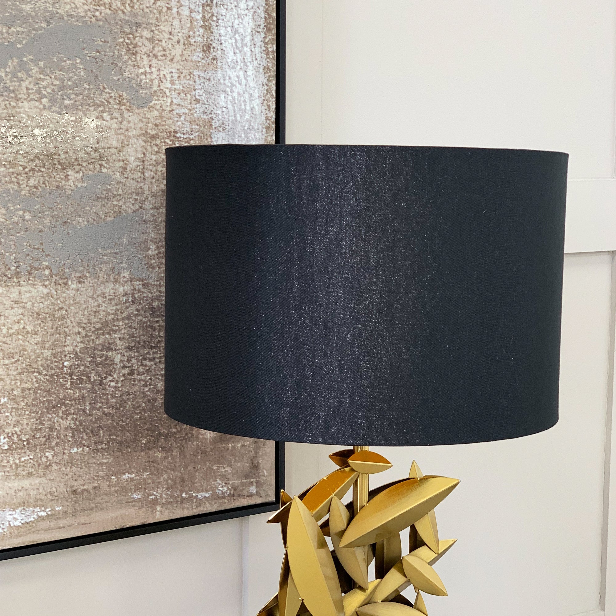 Lampe botanique opulente dorée et noire
