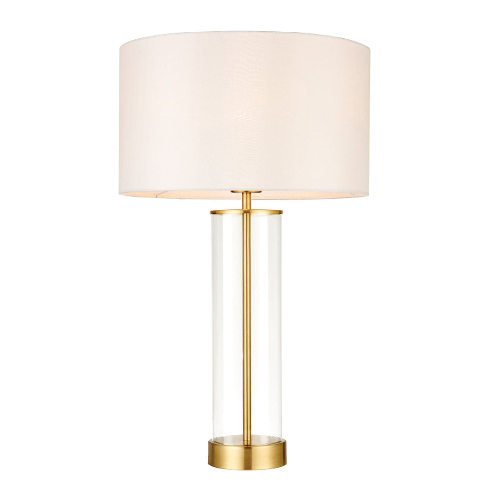 Lampe tactile à intensité variable en laiton avec abat-jour blanc