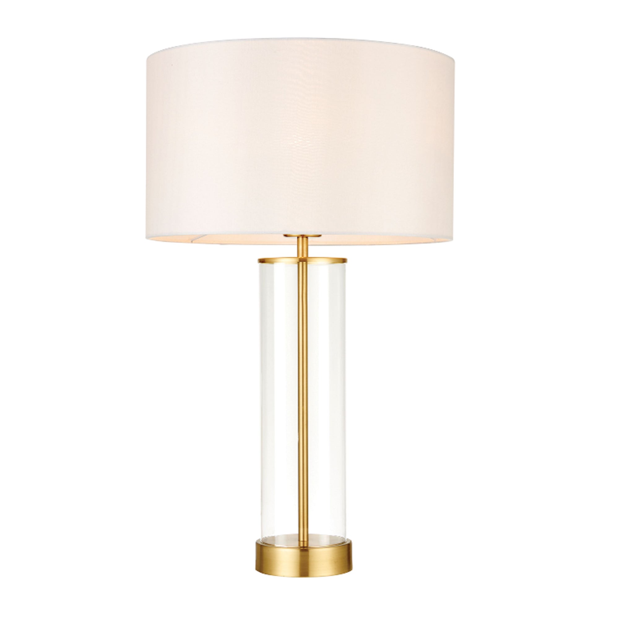 Lampe tactile à intensité variable en laiton avec abat-jour blanc