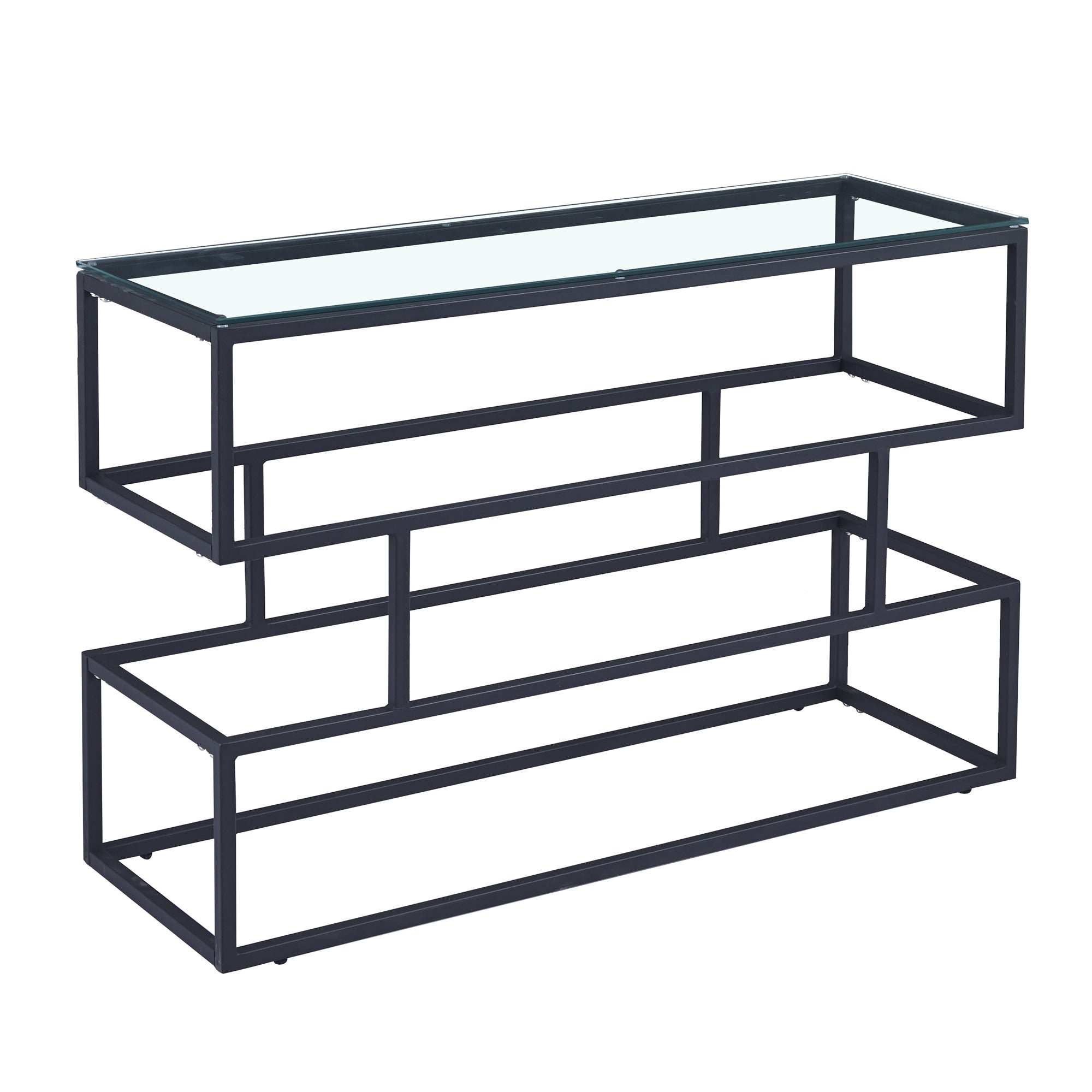 Console Lina en verre transparent avec cadre noir mat