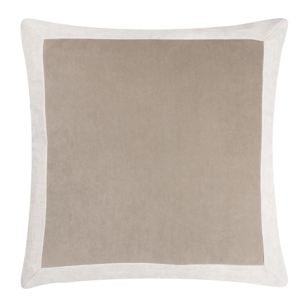 Coussin en lin avec velours taupe