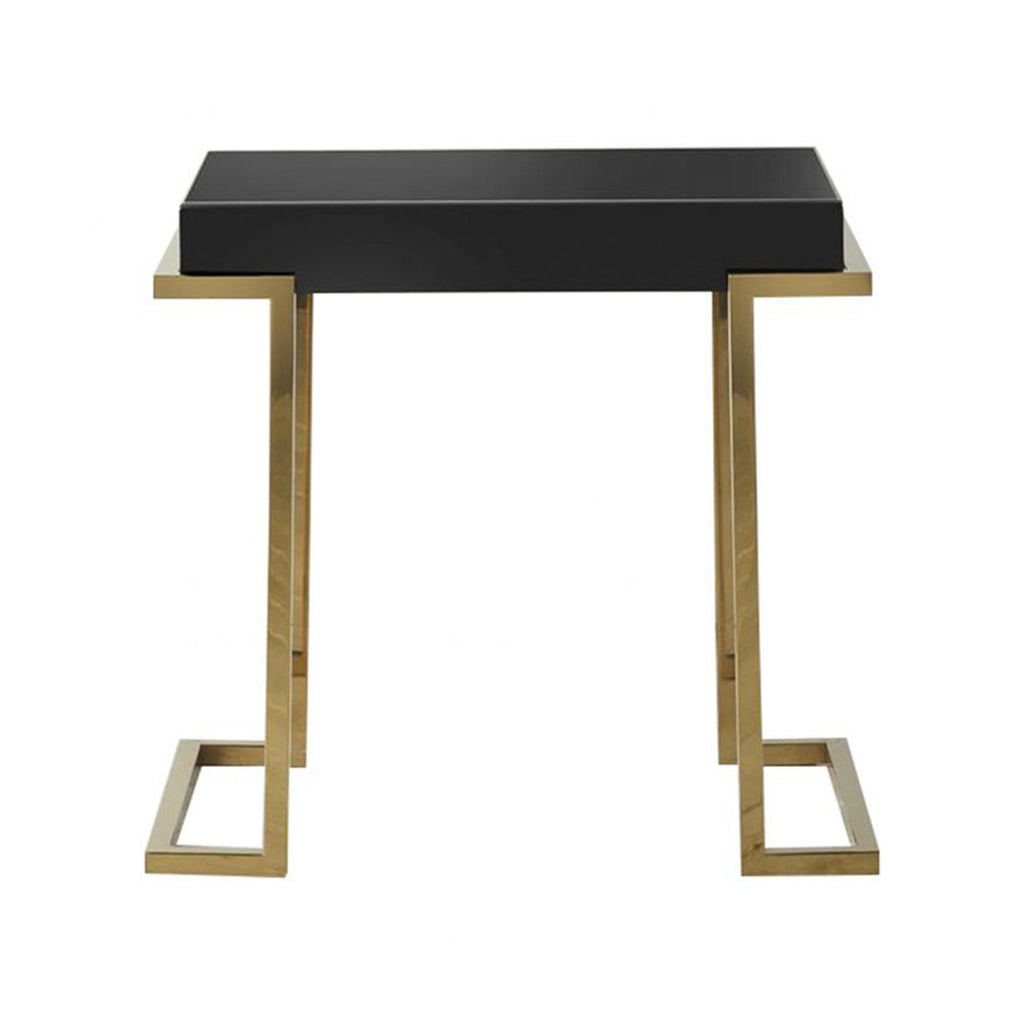 Table d'appoint Munro avec plateau miroir noir et or