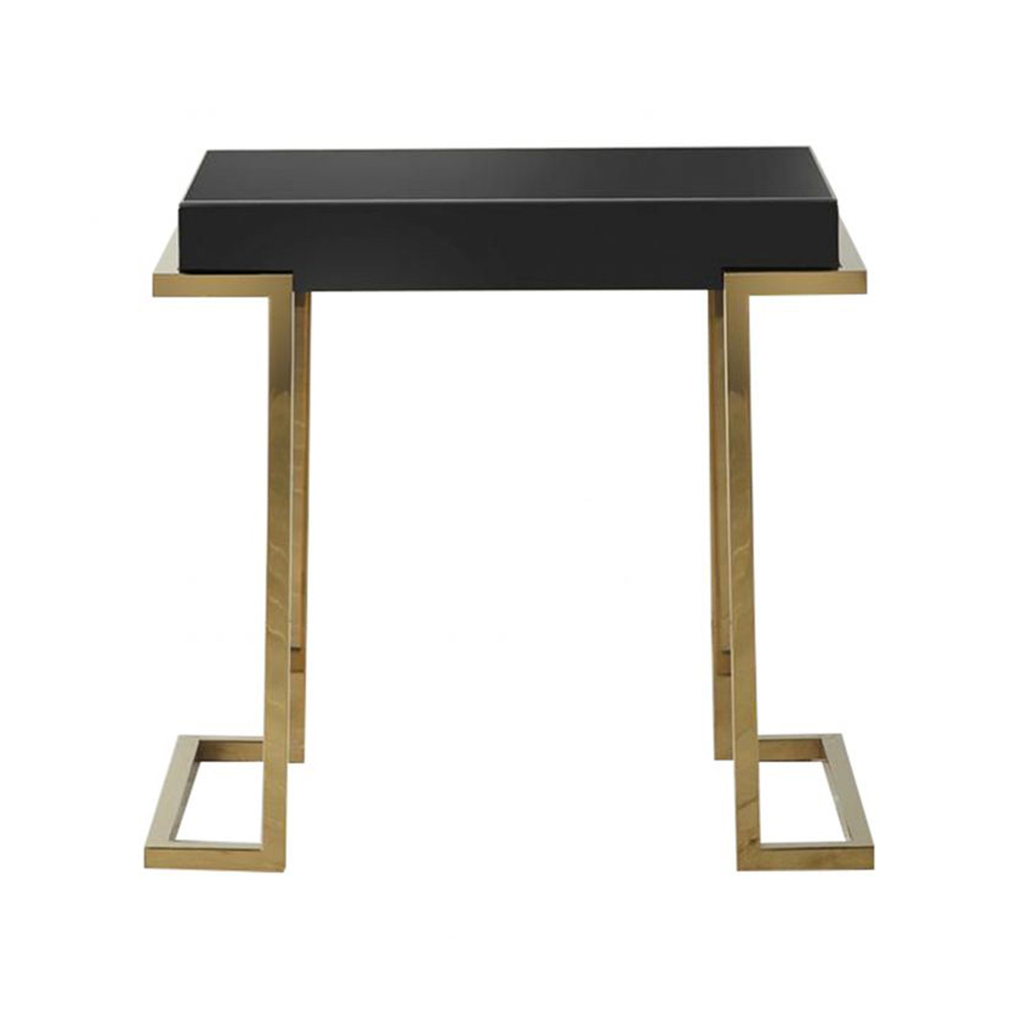 Table d'appoint Munro avec plateau miroir noir et or