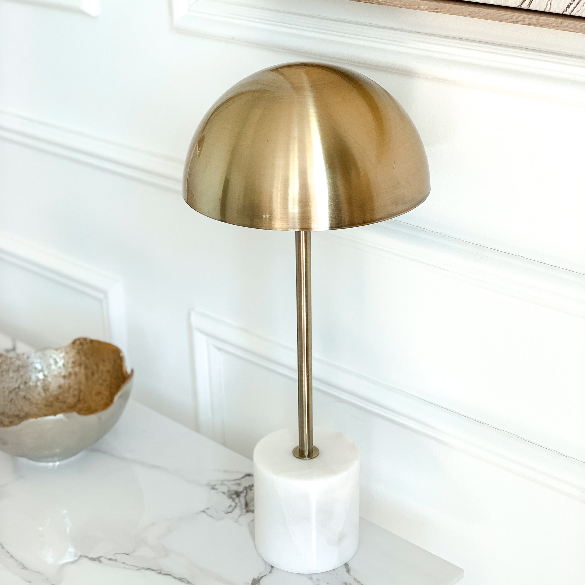 Lampe champignon en laiton à base de marbre