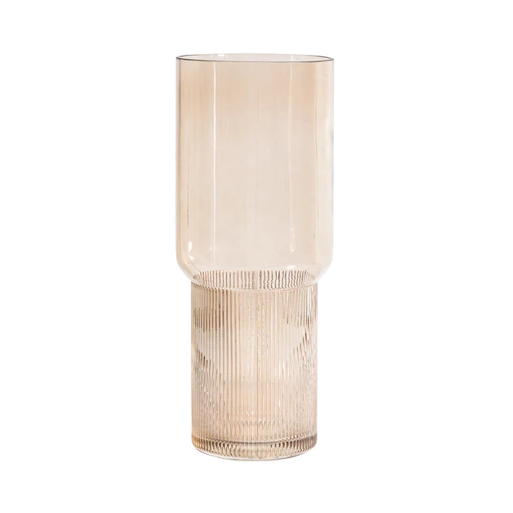 Grand vase en verre côtelé beige chaud