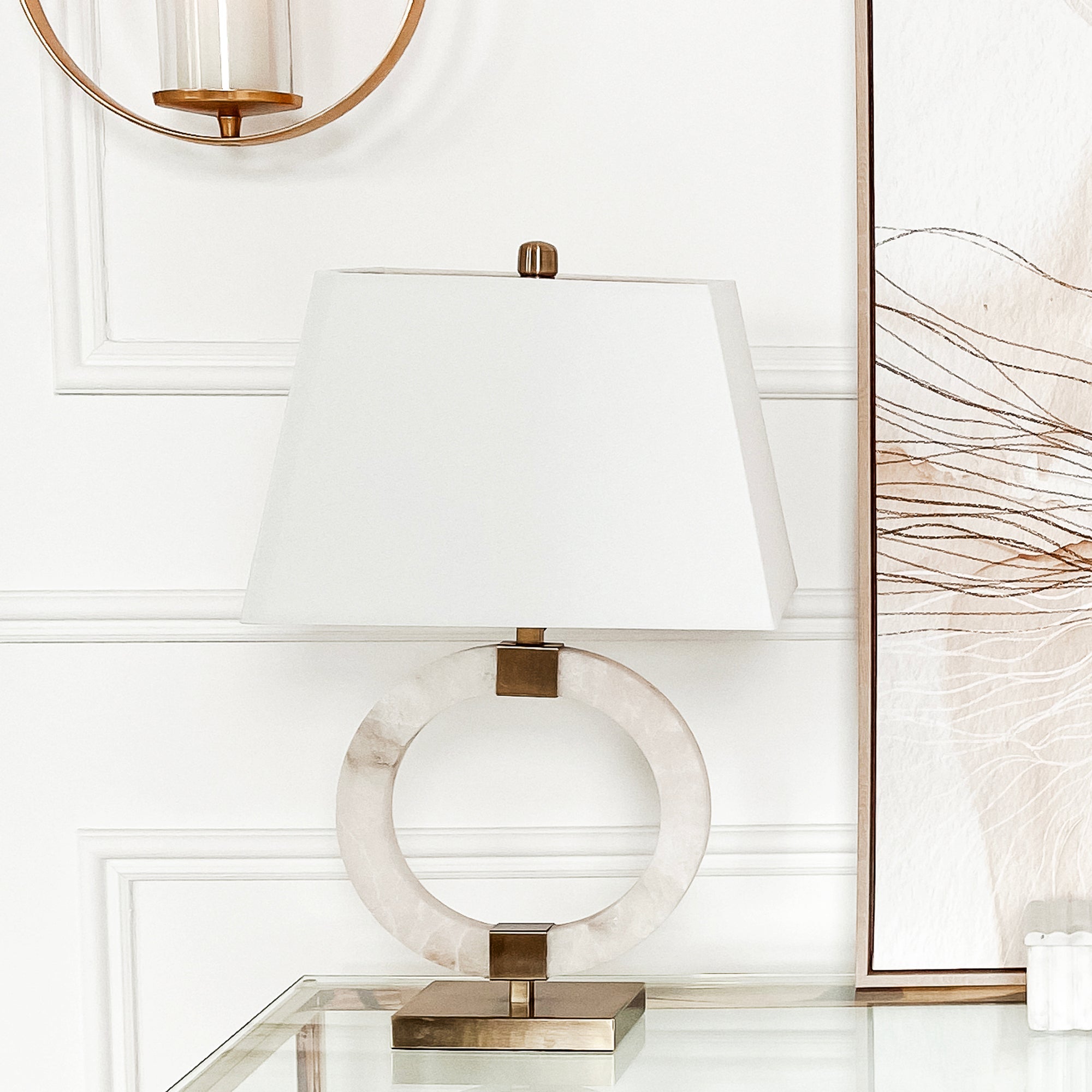 Lampe de table en marbre avec or